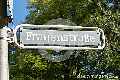 Sign with german text frauenstraÃŸe, in english woman street Editorial Stock Photo